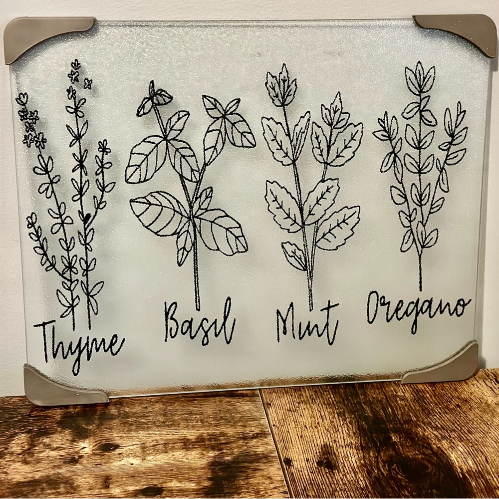COPY - Cutting Board with Herb Plant and Name